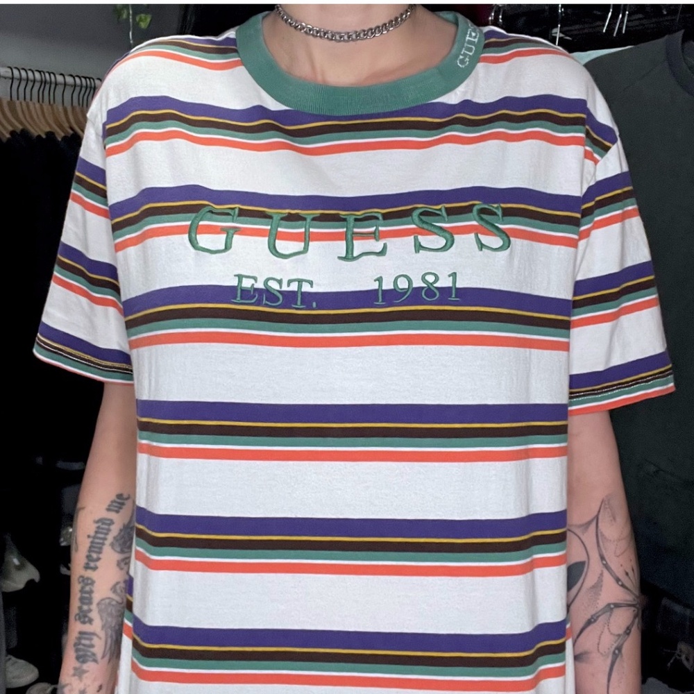 Vintage Guess 1981 Embroidered Striped Tee